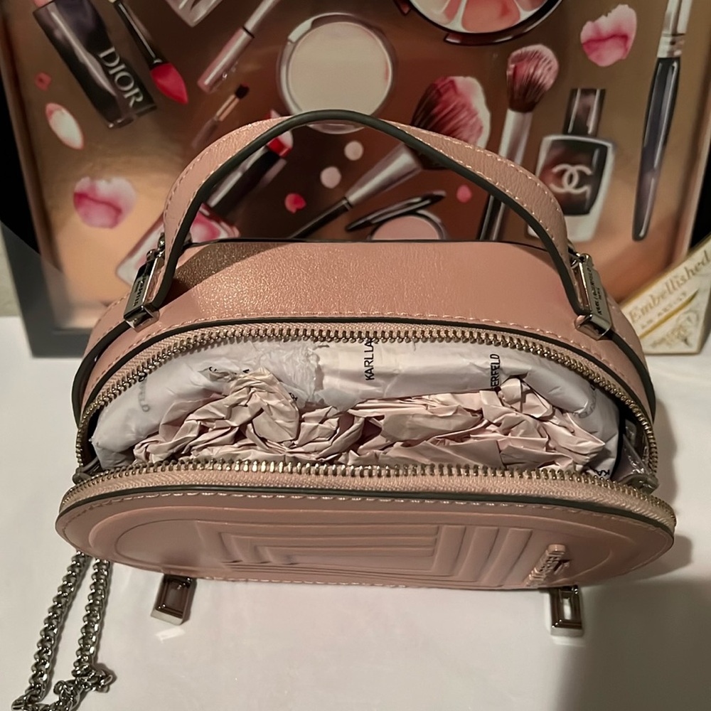 Karl Lagerfeld Pink Oval Crossbody Bag Blush Color - Picture 10 of 17